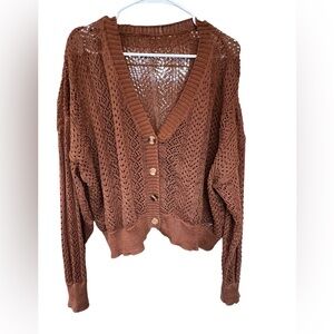 SHEIN Brown Button Up Cardigan